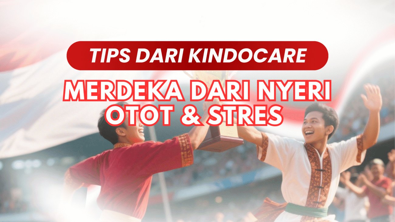 Ilustrasi orang bekerja dengan postur sehat sambil tersenyum di meja kerja ergonomis